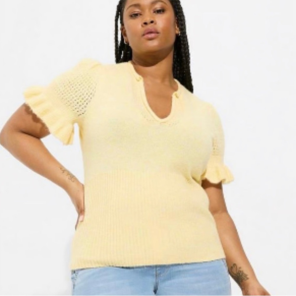 Torrid Yellow V-Neck Knit Top